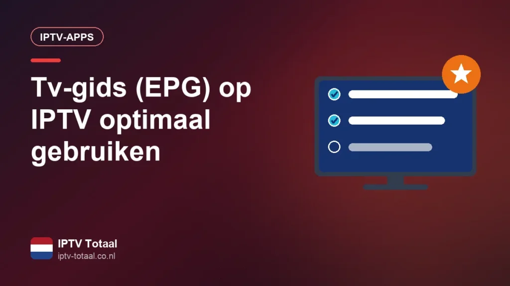 Tv-gids (EPG) geopend in een IPTV-app op een televisie