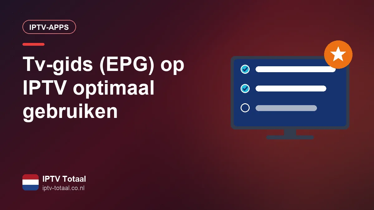 Tv-gids (EPG) geopend in een IPTV-app op een televisie